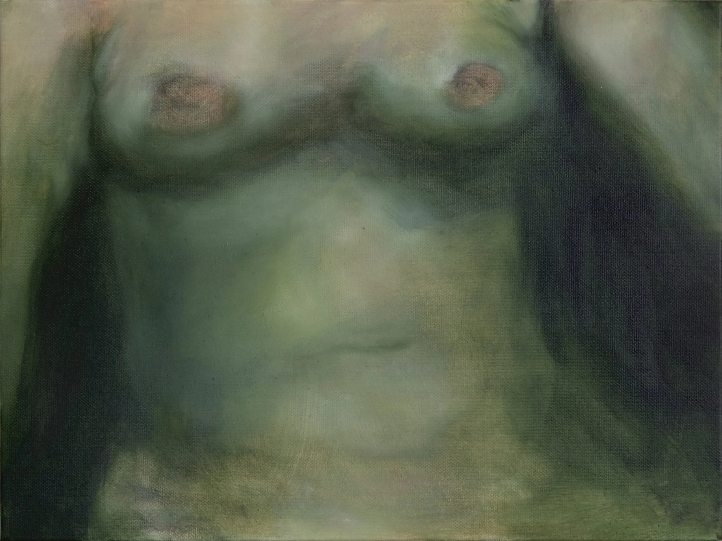 Submerged Slumber, 2026. Oil and acrylic on canvas — 30.48 × 40.64 cm