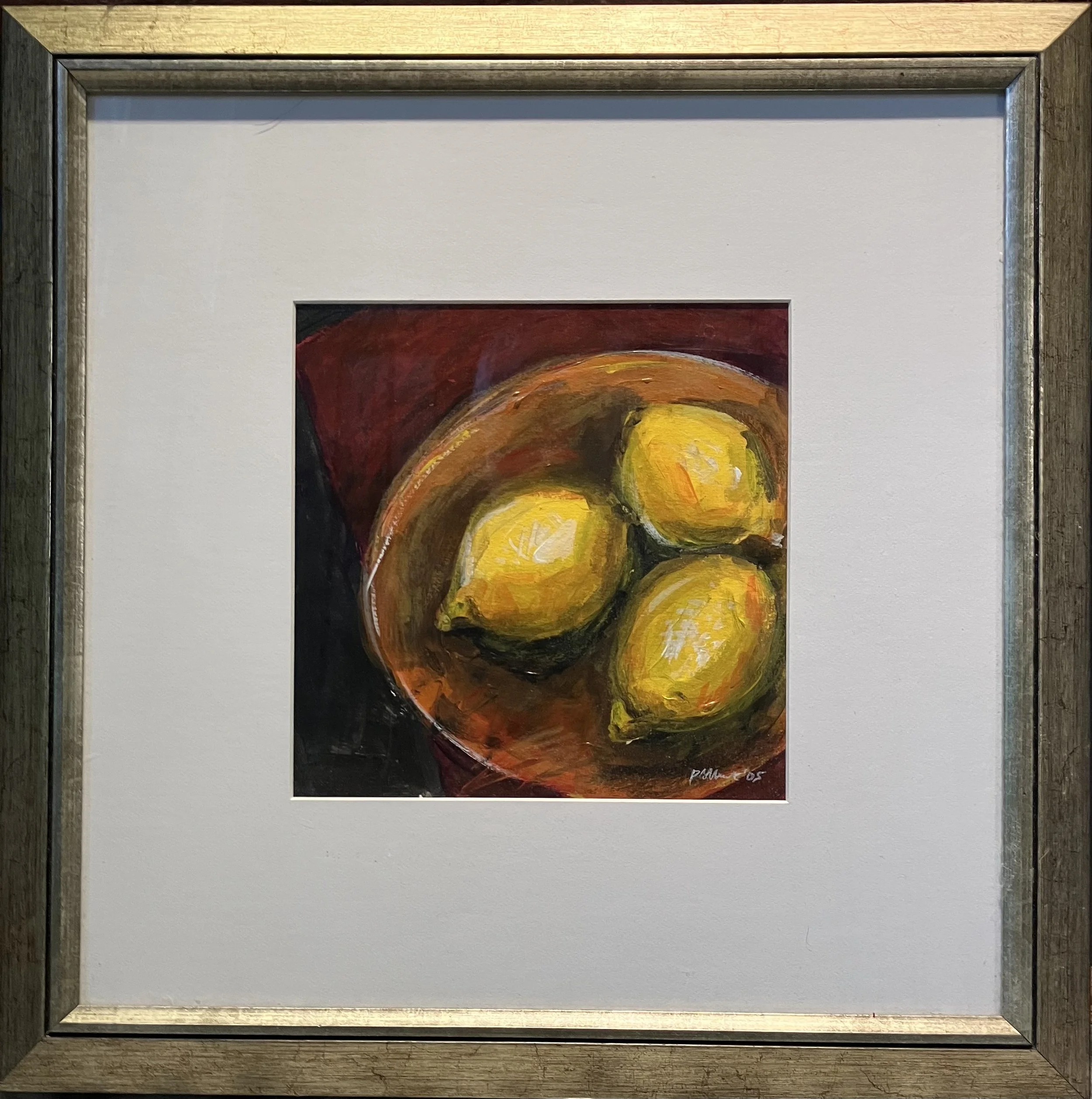 Lemons #1,  8 x 8” (18 x 18” to outside frame)