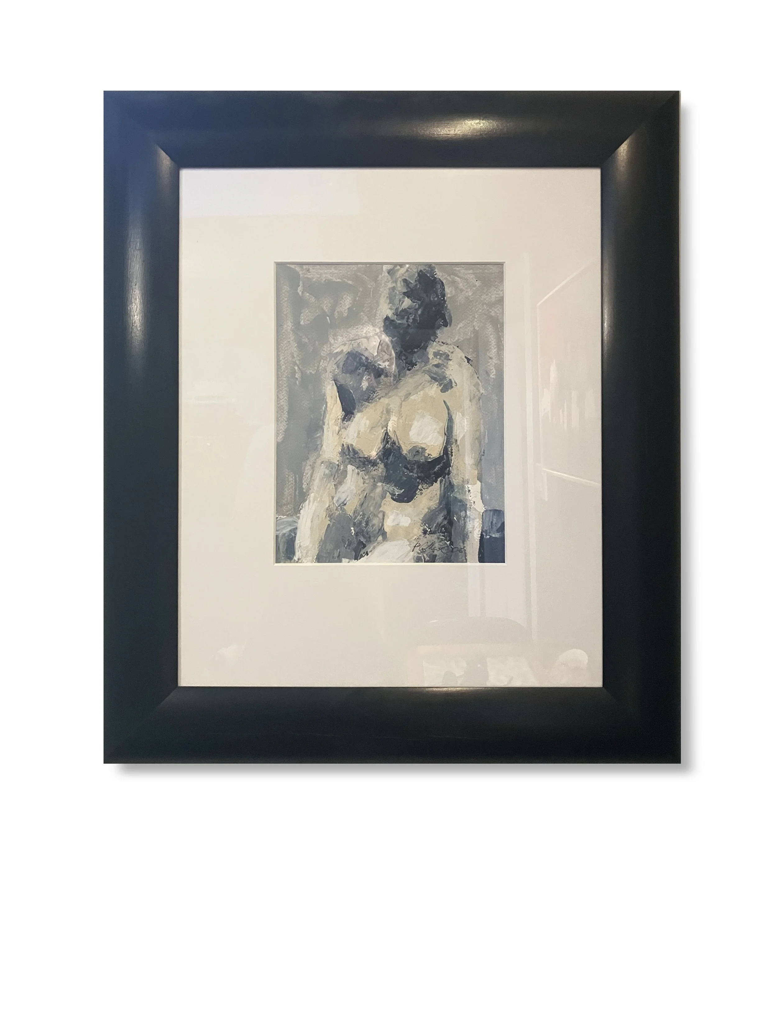 Pensive, 9 x 12” painting, with matte and frame size 22 x 26”