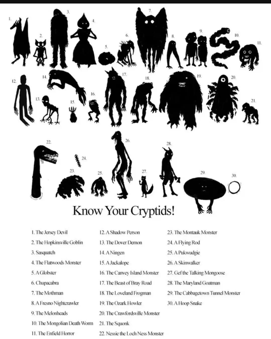 Know your cryptids!!! 
We are partial to Bigfoot bc we are in the PNW.
But tbh we love all the cryptids! 
Let us know your favorite cryptid in the comments!! 
.
.
.
#cryptids
#CryptidExpo
#CryptidArtsAndTattooExpo
#pnwcryptid
