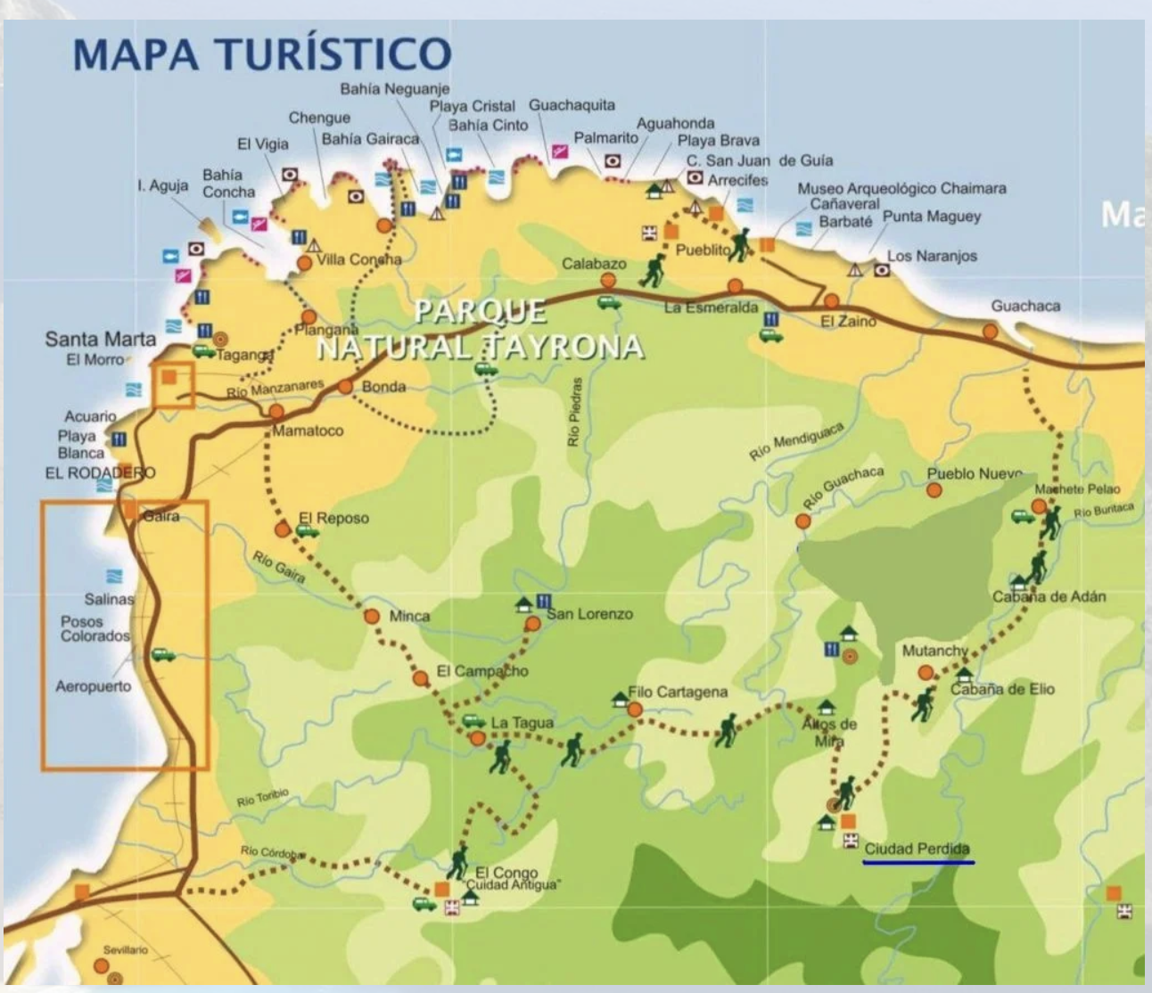 Tourist Map of Parque Tayrona