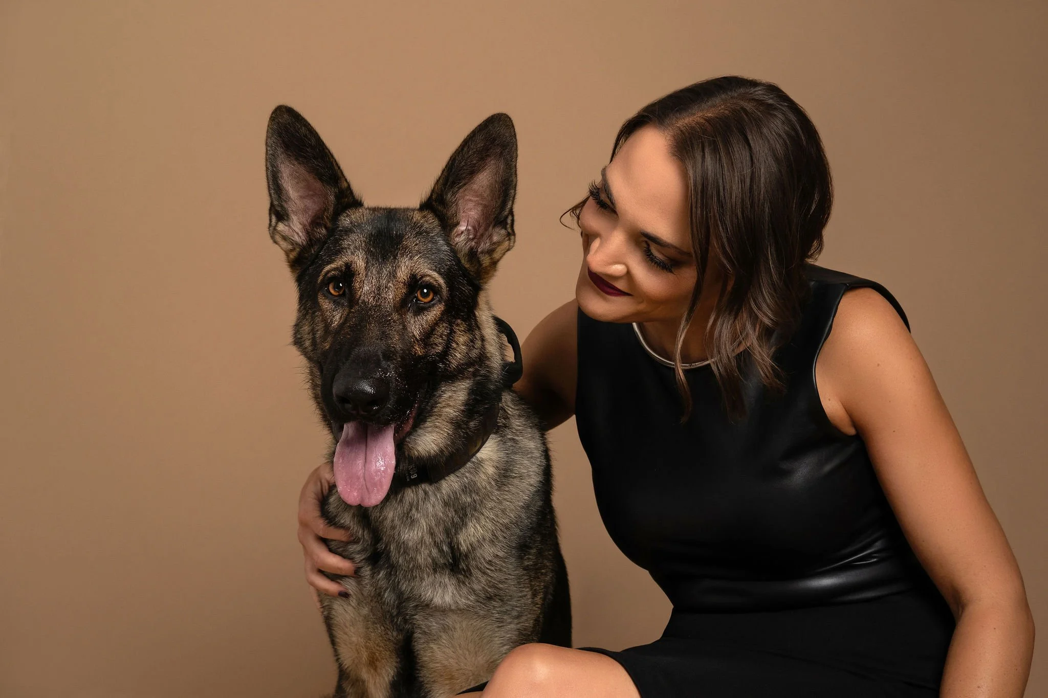 High end German Shepherd with elegant woman.