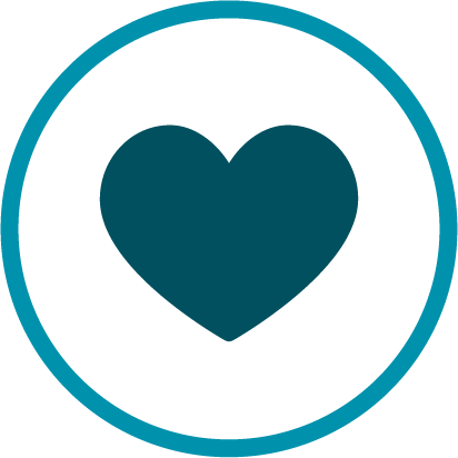 Love heart icon with circle around it