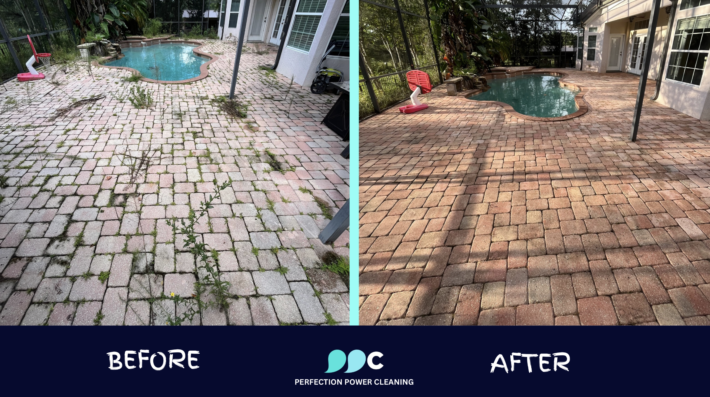 Before and after photo of - Pool Deck Clean in Winter Garden
