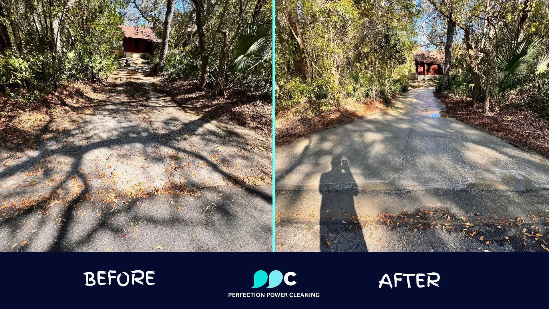 Before and After Driveway Pressure Wash in Oviedo