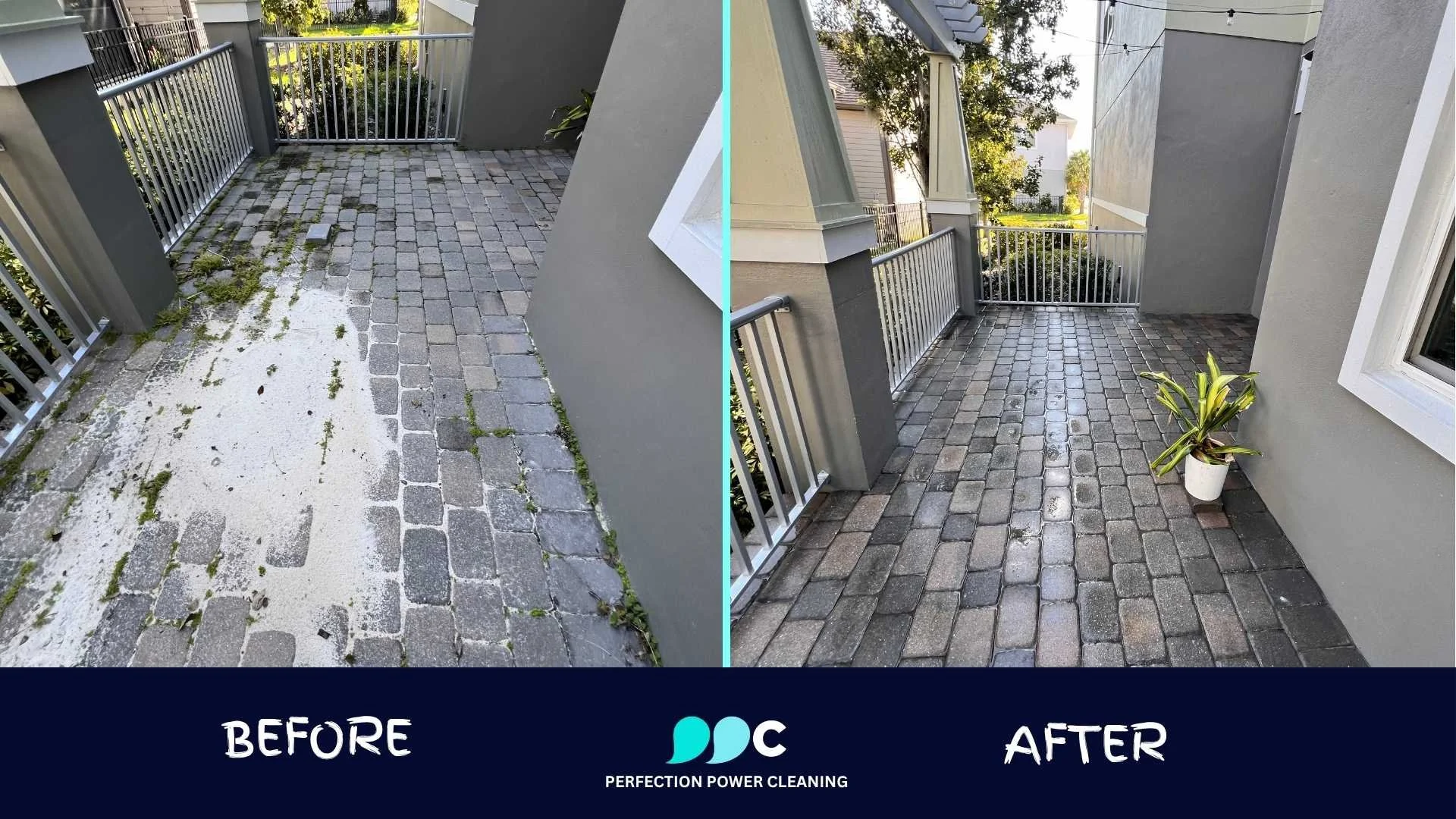 Before and after Patio Clean in Clermont