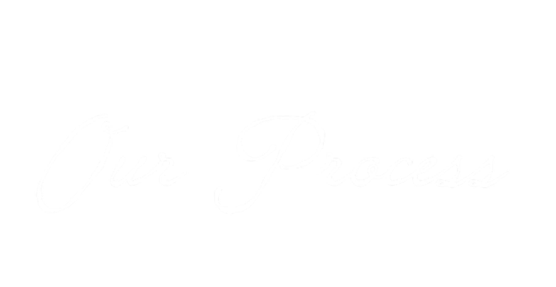 Image with the words "Our Process" written in white cursive text on a black background.