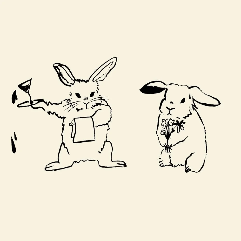 Ink drawings from a very special invitation, hot off the letterpress!

Loved collaborating with the wonderful Alex &amp; Zach on their suite. Can&rsquo;t wait to show you 💕

Hoppy Easter everybody!!!

#watercolorweddinginvite #weddinginvitesuite #il