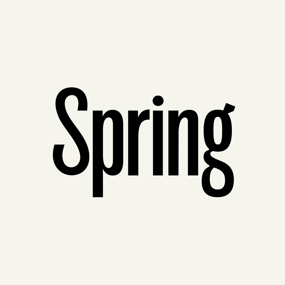 Black coloured Spring Logo on light grey background
