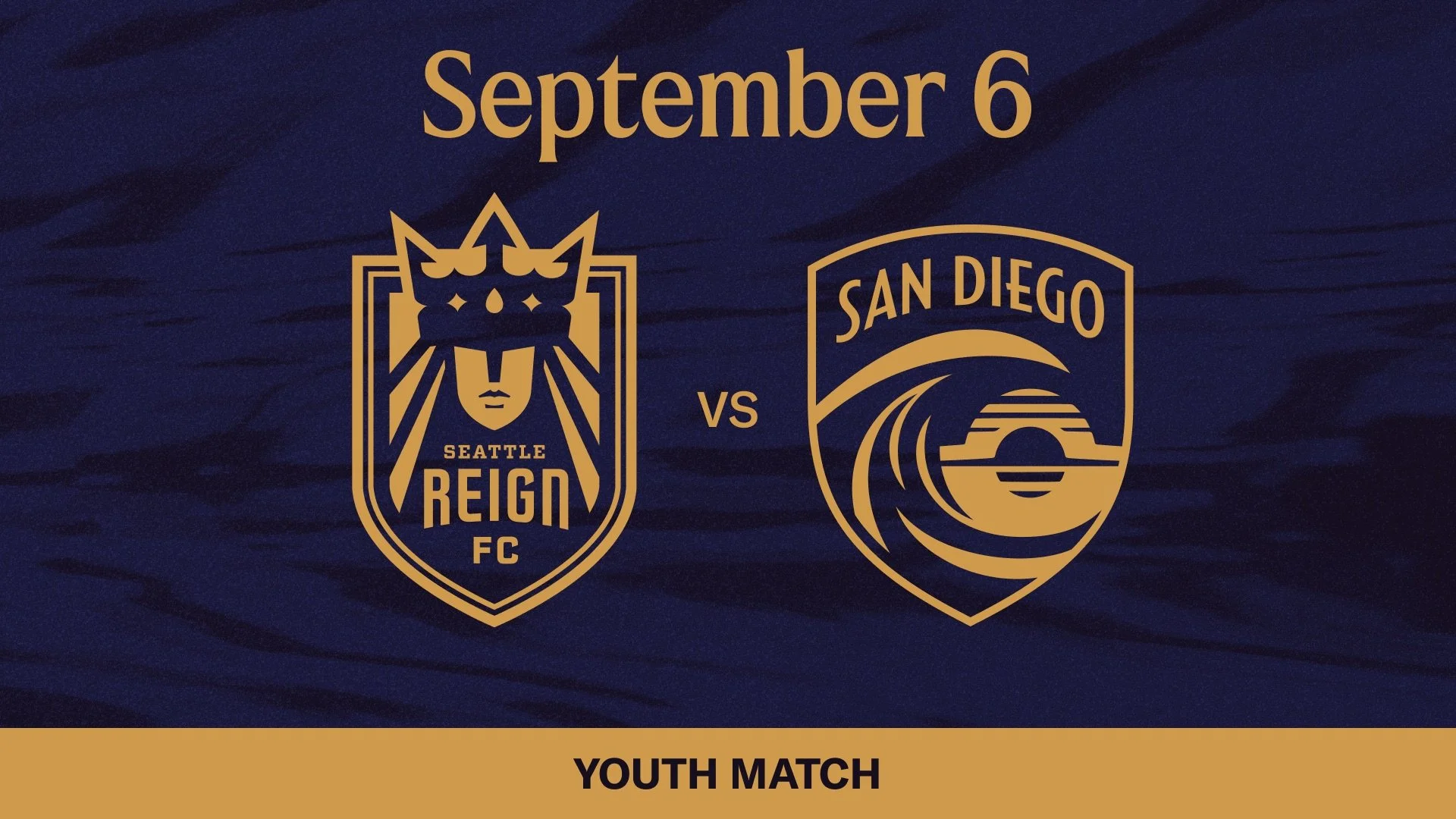 Seattle Reign FC crest and San Diego Wave FC crest