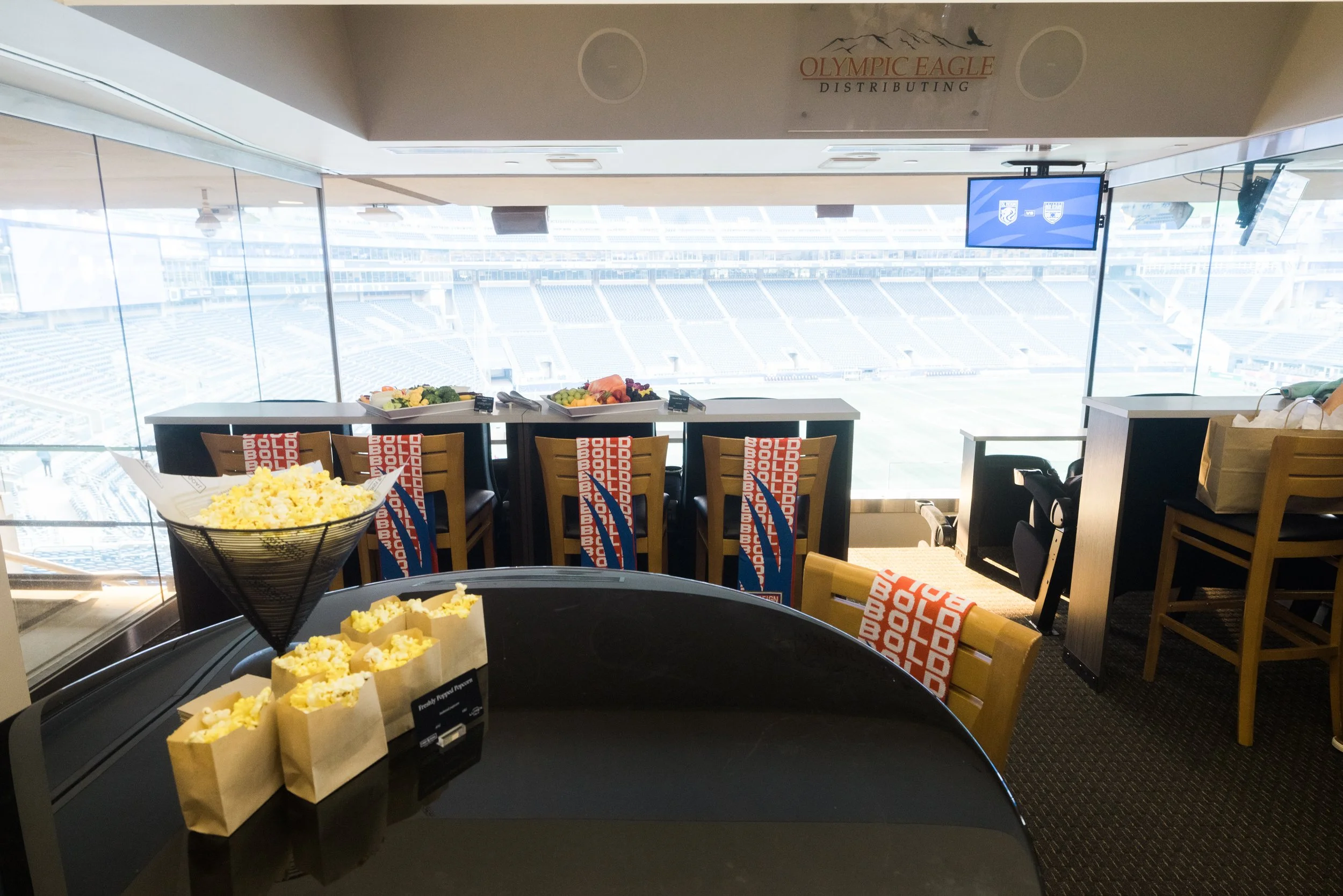 Suite ready for an OL Reign game at Lumen Field