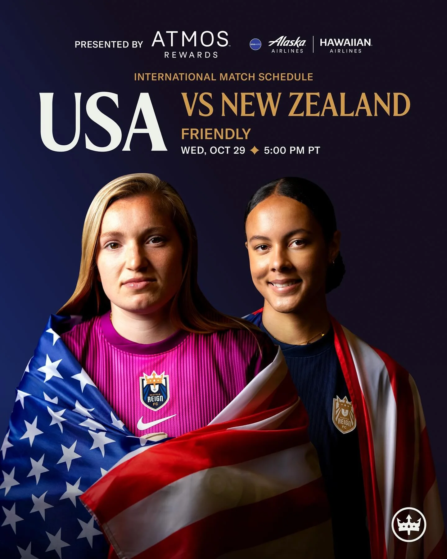 Watch the #USWNT take on New Zealand at 5:00 PM (PT) as they wrap up their October international friendlies.
Tune in on HBO Max, Peacock, TNT, or TruTV.
@alaskaair |  #WitnessTheReign