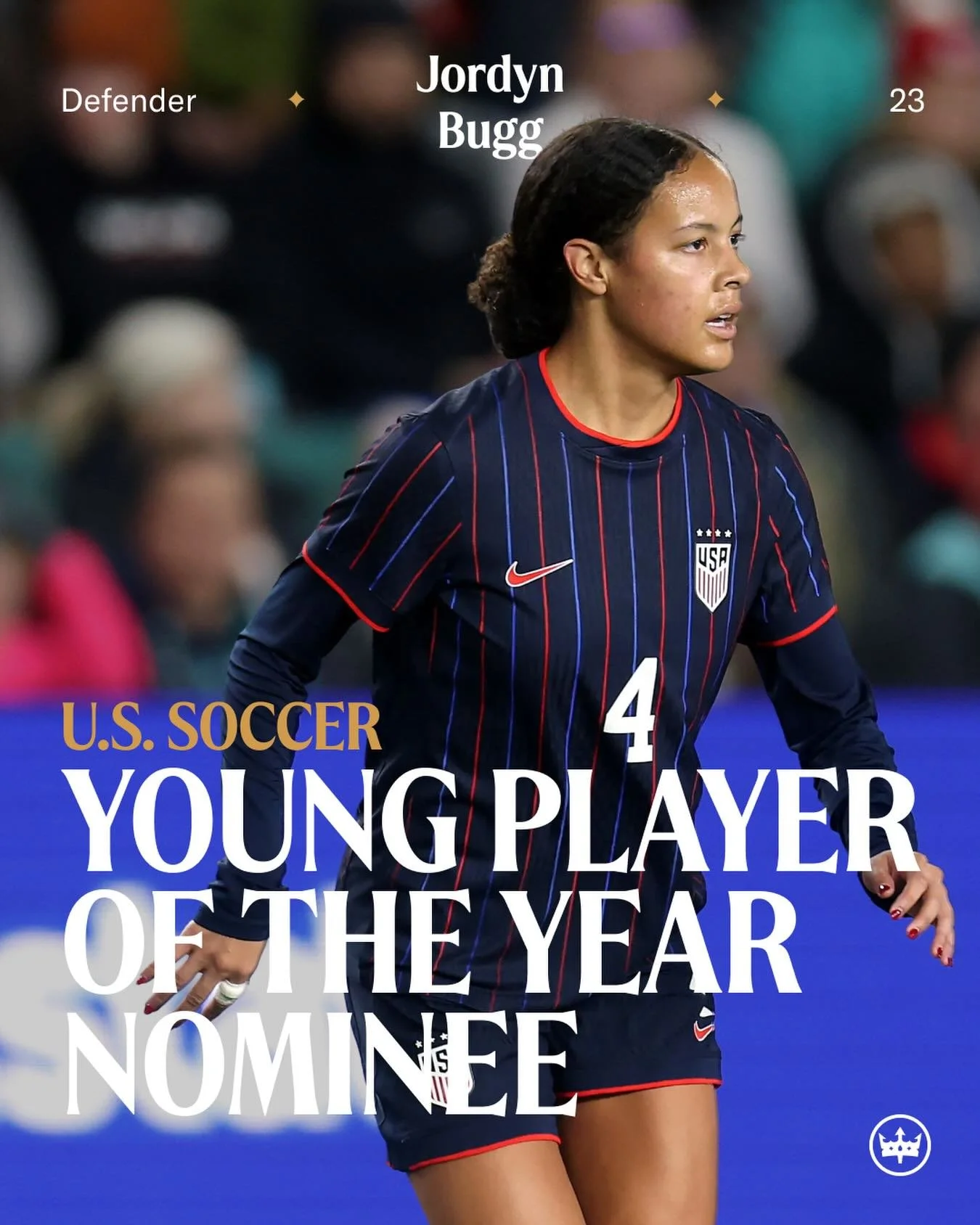 Jordyn Bugg&rsquo;s rise continues 🙌

@jordyn.bugg is officially nominated for @ussoccer&rsquo;s Young Female Player of the Year! Make sure to get your vote in before December 12. Link in bio to vote.