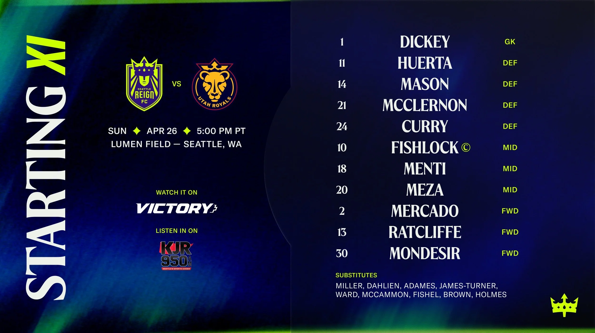 Starting XI: Reign FC vs. Utah Royals FC