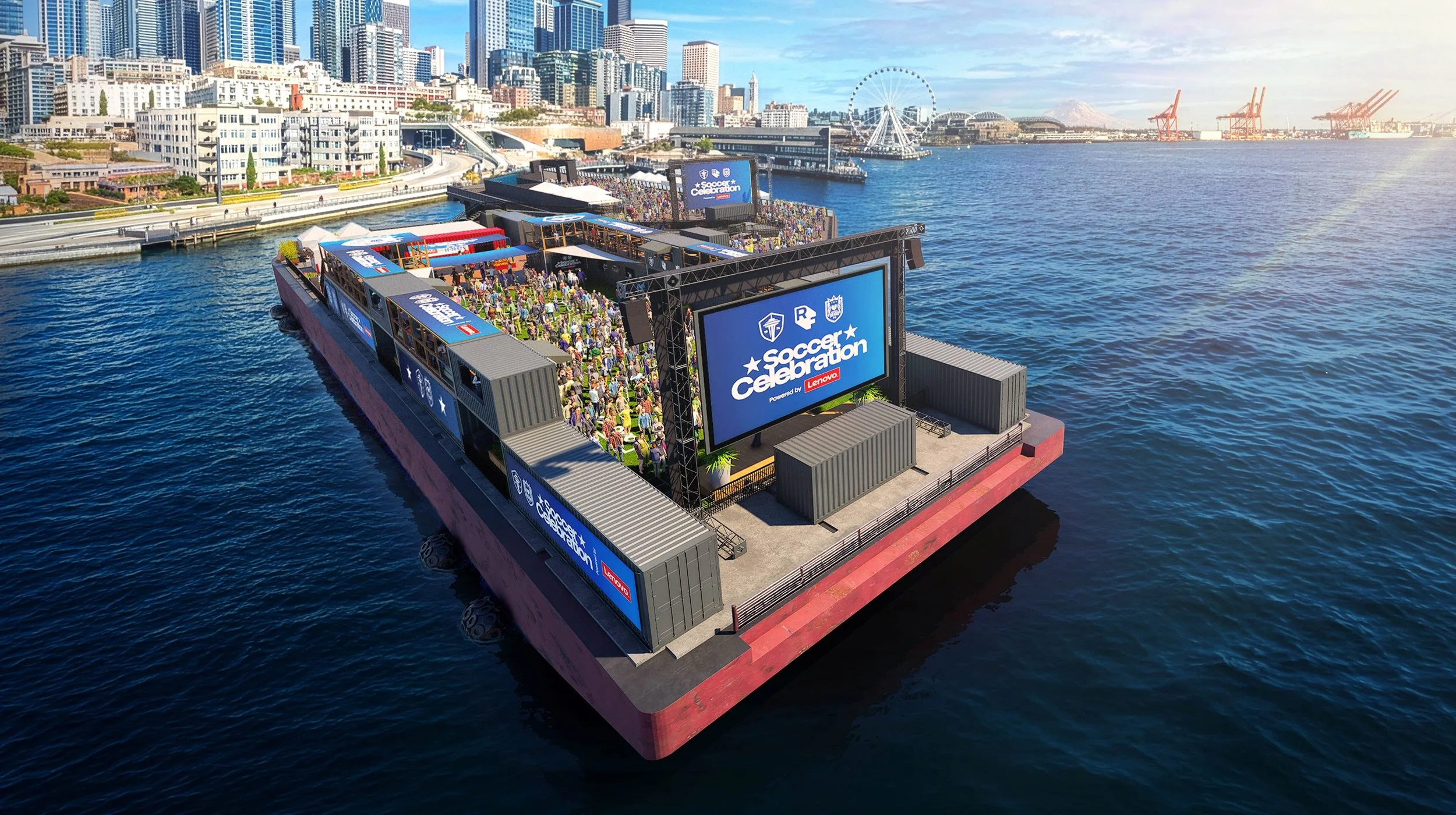 Reign FC And Sounders FC Unveil Seattle Soccer Celebration, Powered by Lenovo – A First-Of-Its-Kind Floating Stage for the World’s Game, Honoring Culture and Community on Elliott Bay This Summer