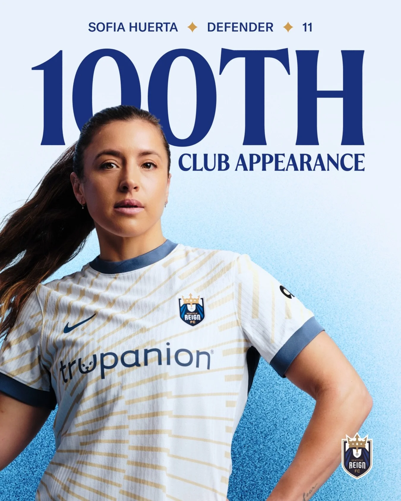 Cementing her place among the club&rsquo;s best 🔥

With tonight&rsquo;s match, captain Sofia Huerta becomes only the 6th player in Reign FC history to reach 100 appearances with the club. Congrats, @sofiahuerta!