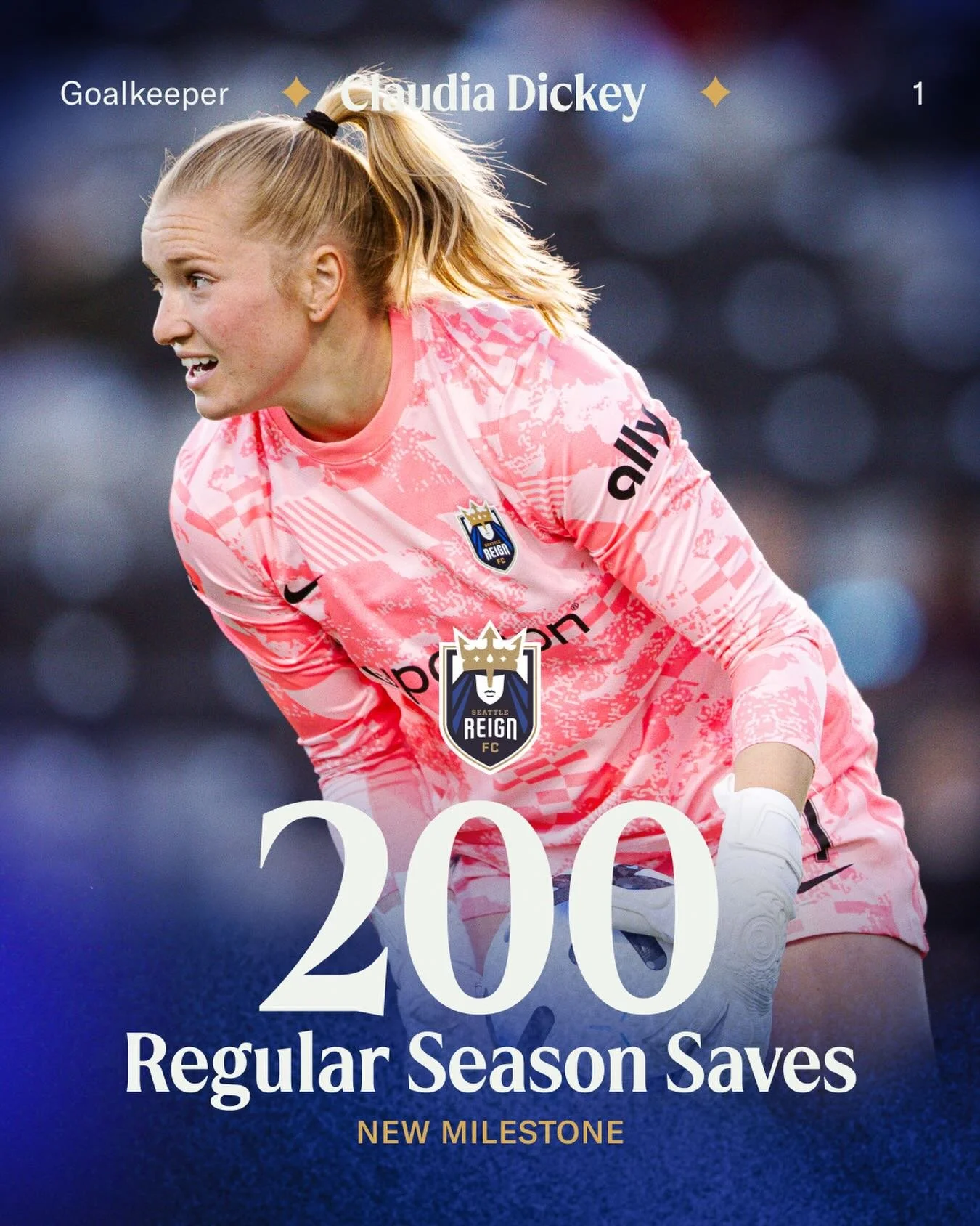 200 regular season saves, all with the Reign 👑

@claudiadickey_ notches another milestone tonight, just the 13th goalkeeper to reach 200 saves with one club. 🔥