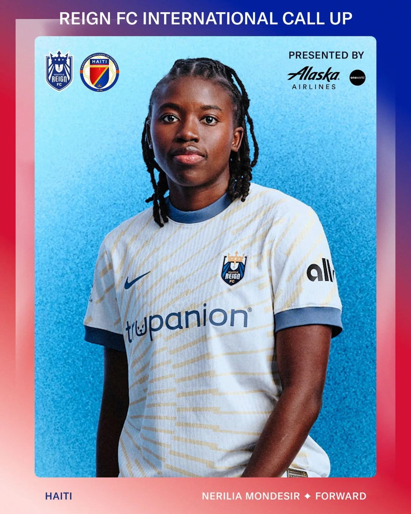 Repping Haiti for a pair of international friendlies 🇭🇹

Nerilia Mondesir has been called up to @footfemht_ for their upcoming friendlies against New Zealand and Equatorial Guinea.
