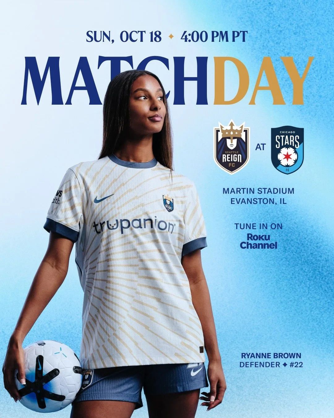 Matchday in the Windy City 🌬️

🆚 Chicago Stars
📍 Martin Stadium 
⏰ 4:00 PM PT
📺 @therokuchannel 

#CHIvSEA