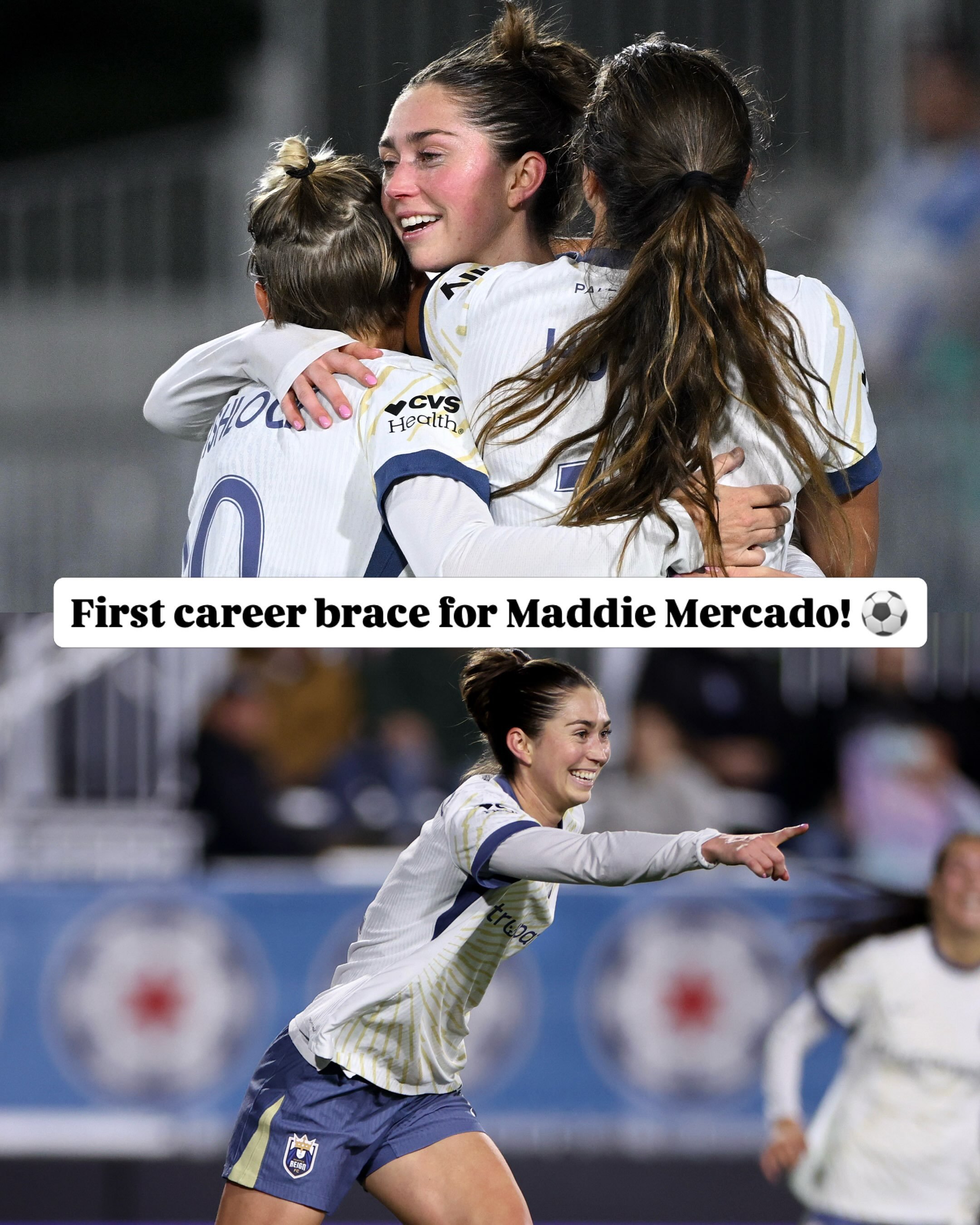 @maddiemercadoo reached double digit goals last night with her 9th and 10th goals this season 🔥

Maddie is currently up for NWSL Player of the Week! Vote now through the link in our story.