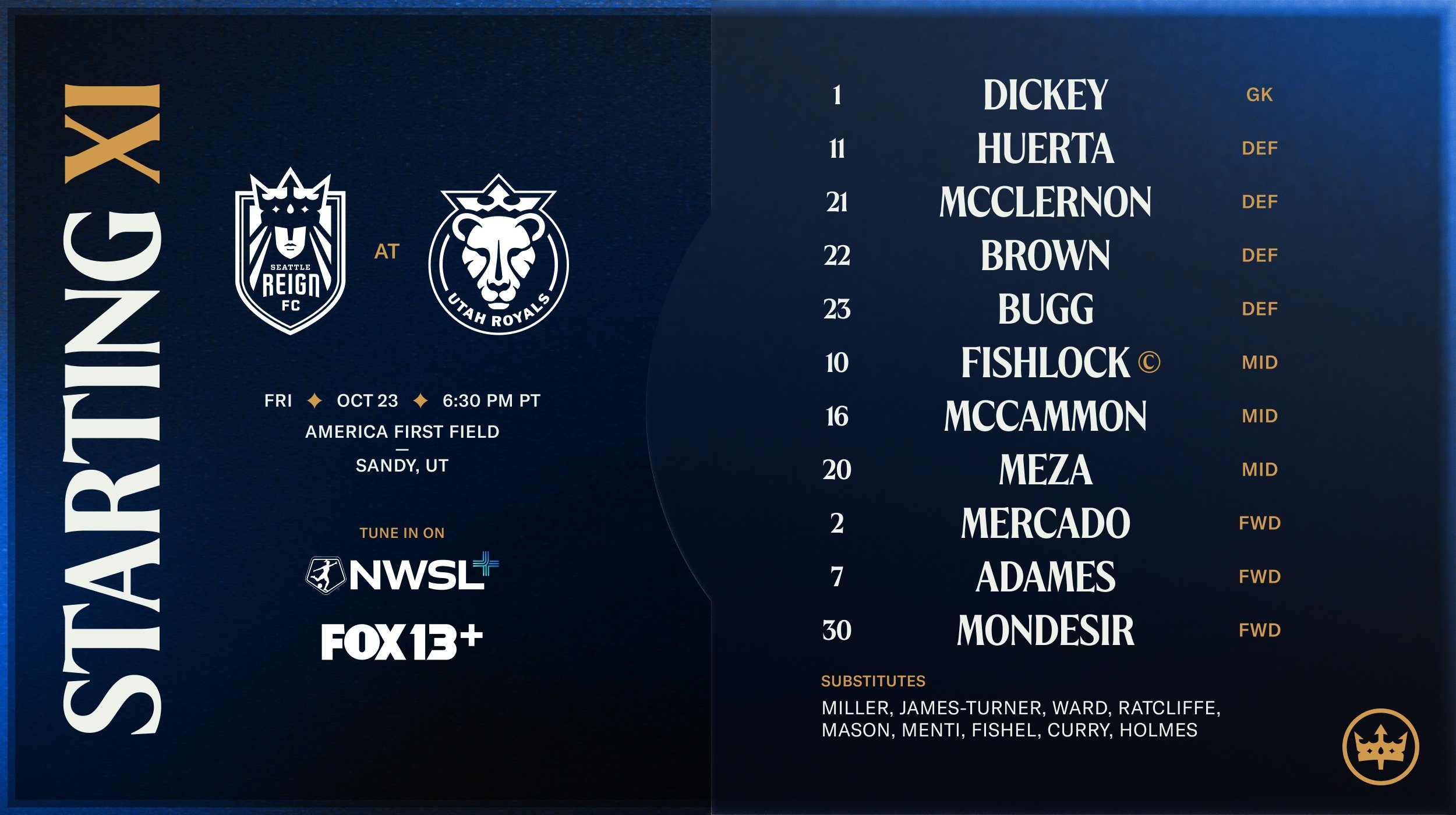 Starting XI: Reign FC at Utah Royals FC