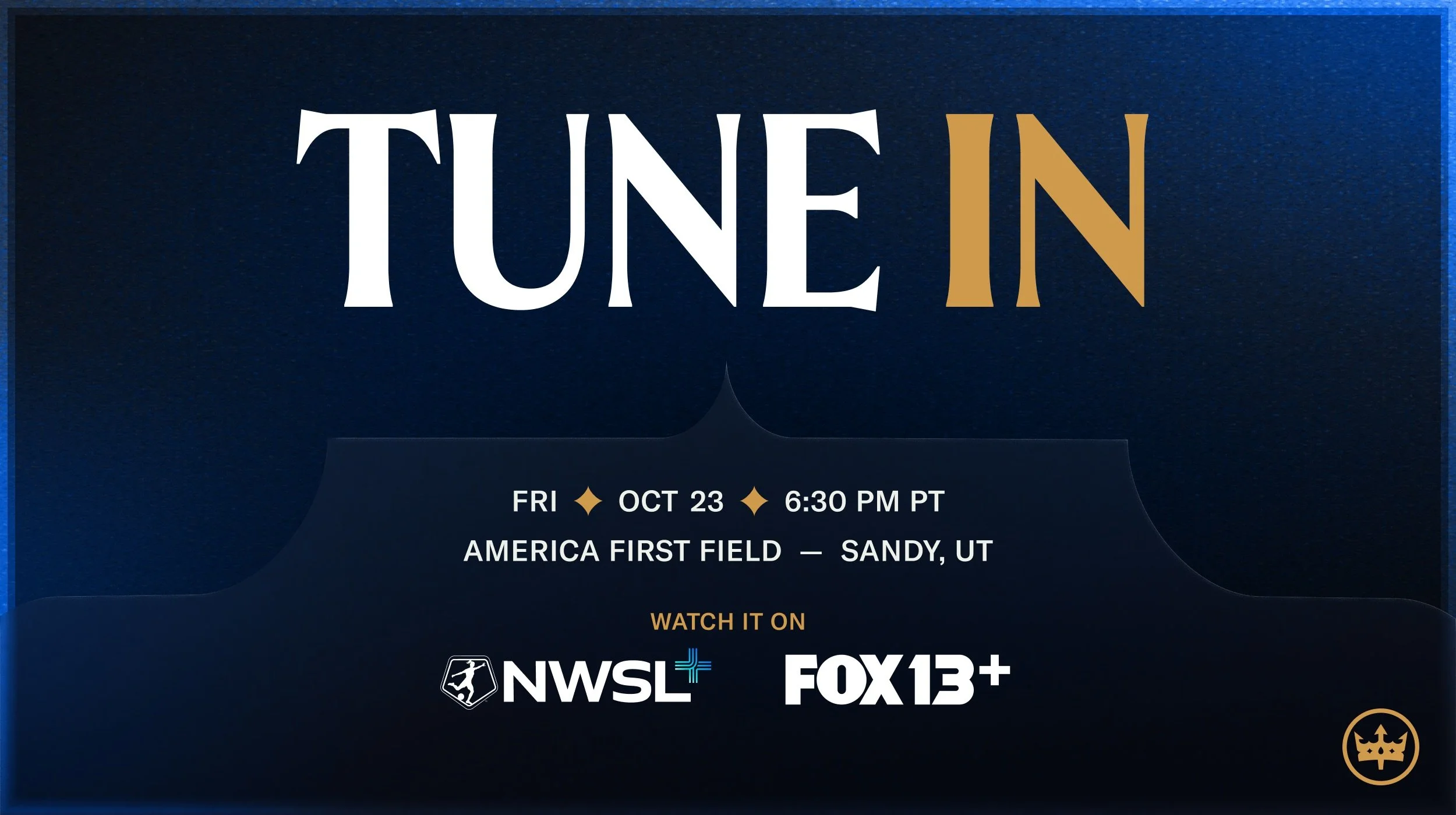 Tune in with NWSL+ logo and FOX 13 logo