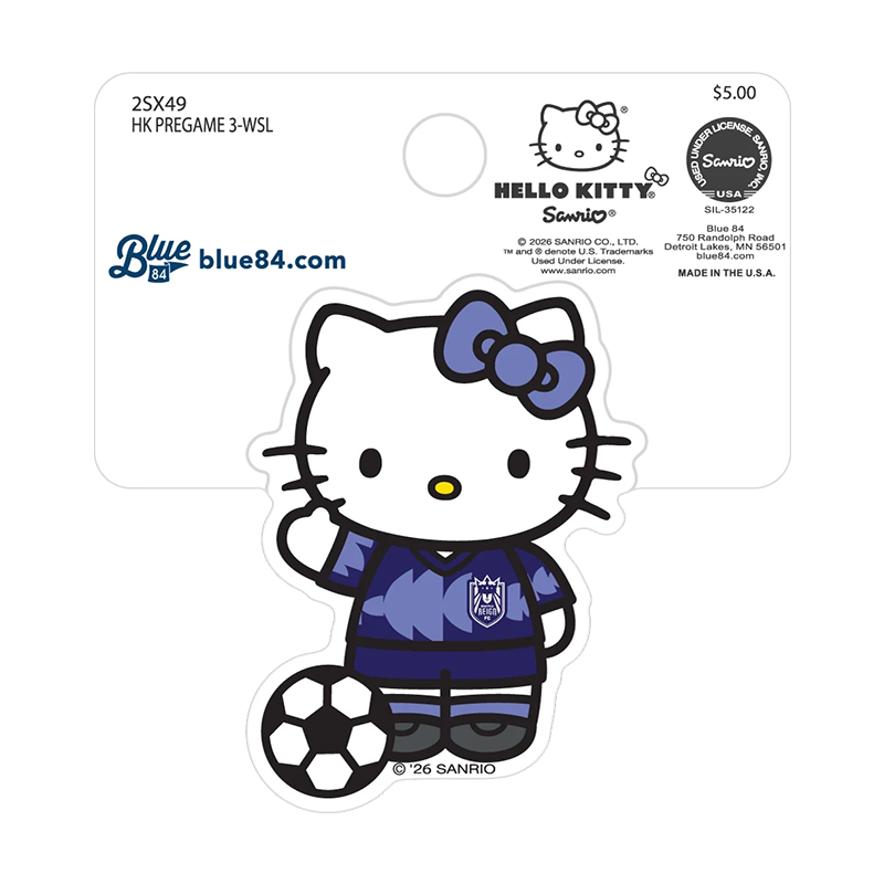 sticker decal with hello kitty wearing a reign fc surge kit