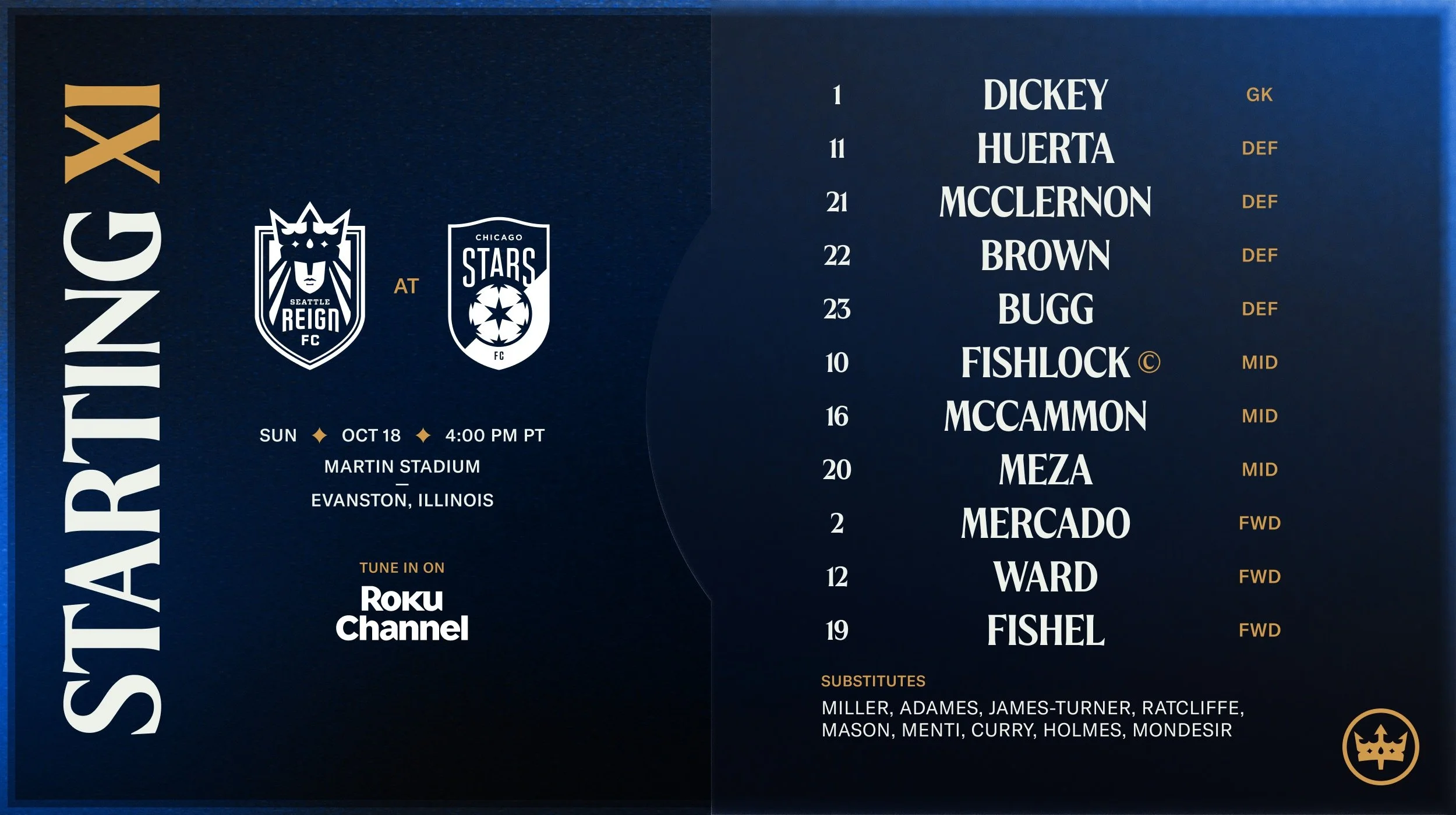 Starting XI: Reign FC at Chicago Stars FC — Seattle Reign FC