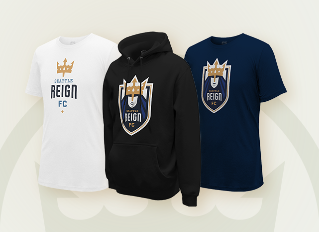 White Reign FC t shirt, Black Reign FC hoodies, Navy blue Reign FC t shirt