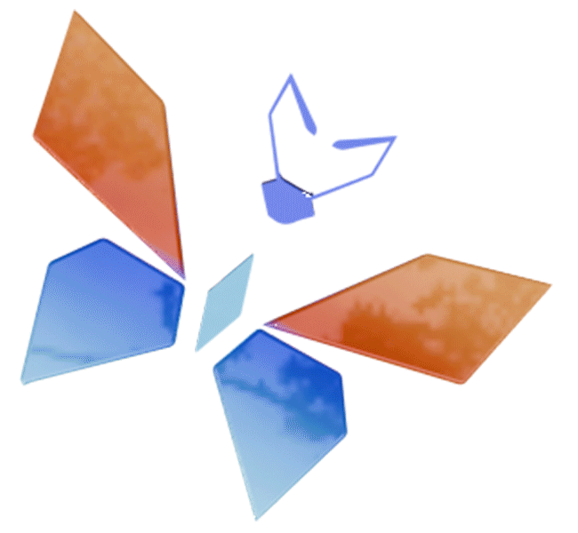 Transfomation Arts Blue and Orange Butterlly Logo