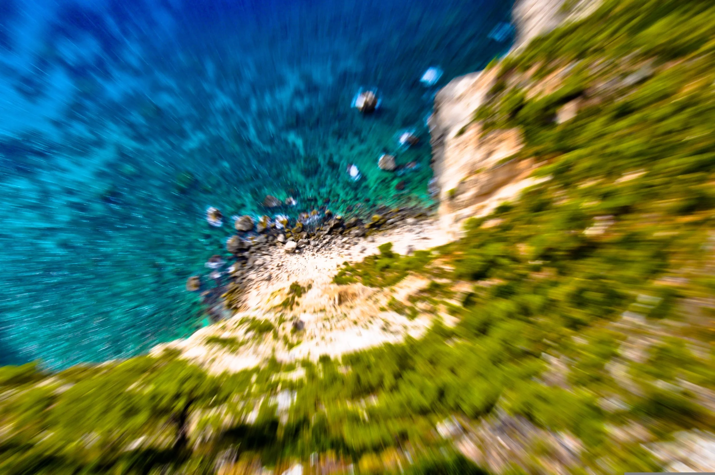 An image of the coast being blurred by movement