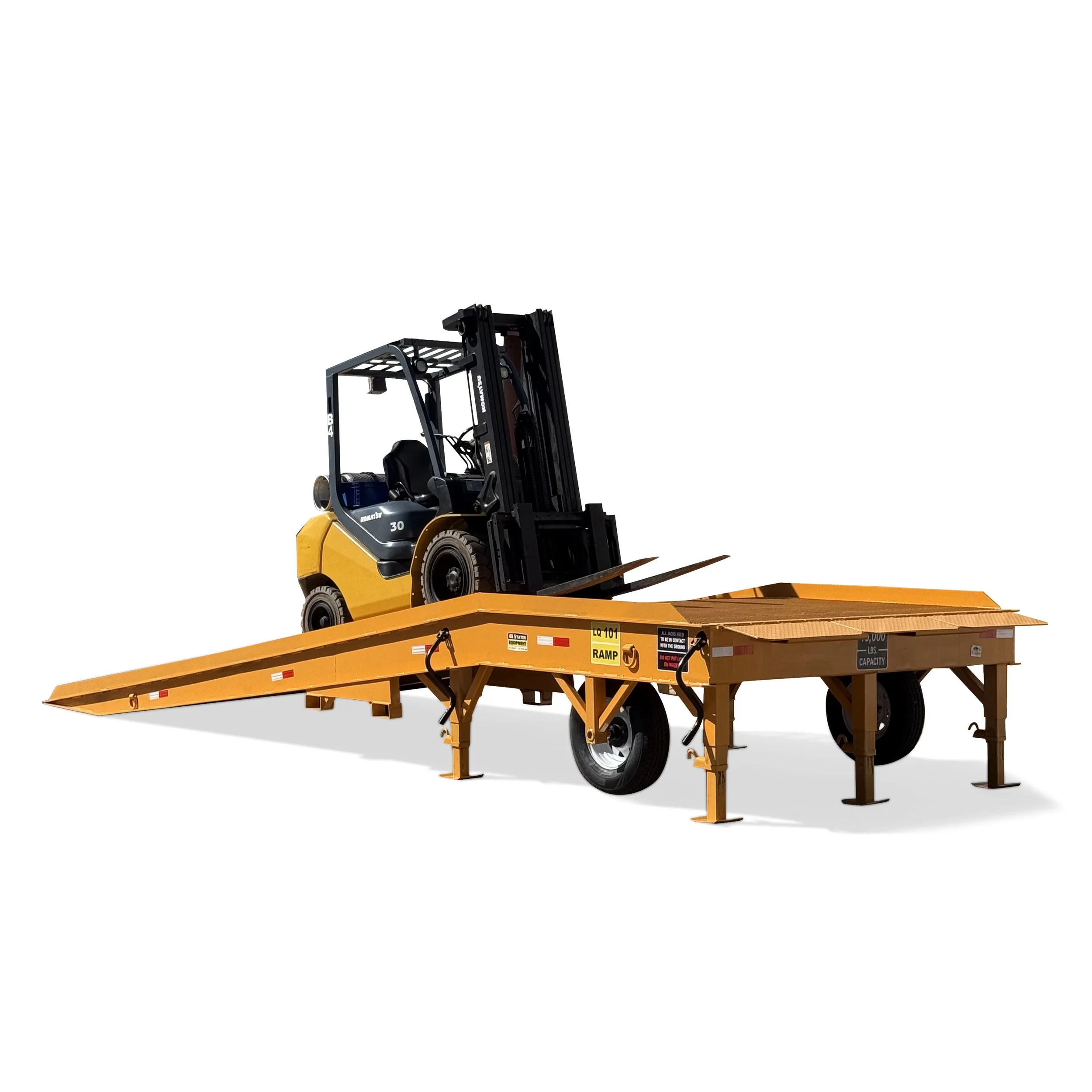Wide portable LQ120 yard ramp for loading trucks and trailers