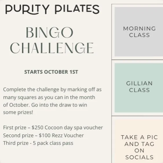 Bingo Challenge starts tomorrow! Grab your bingo card in the studio and get rewarded for moving 💪🏼