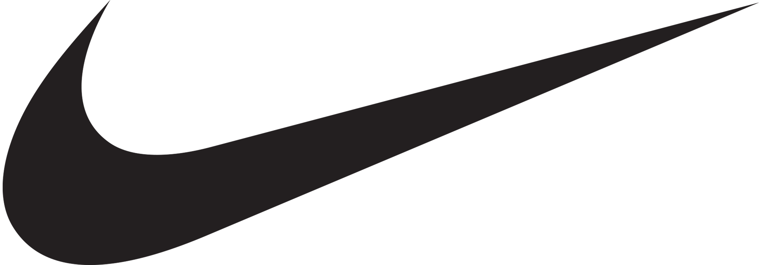 Black swoosh logo on white background.