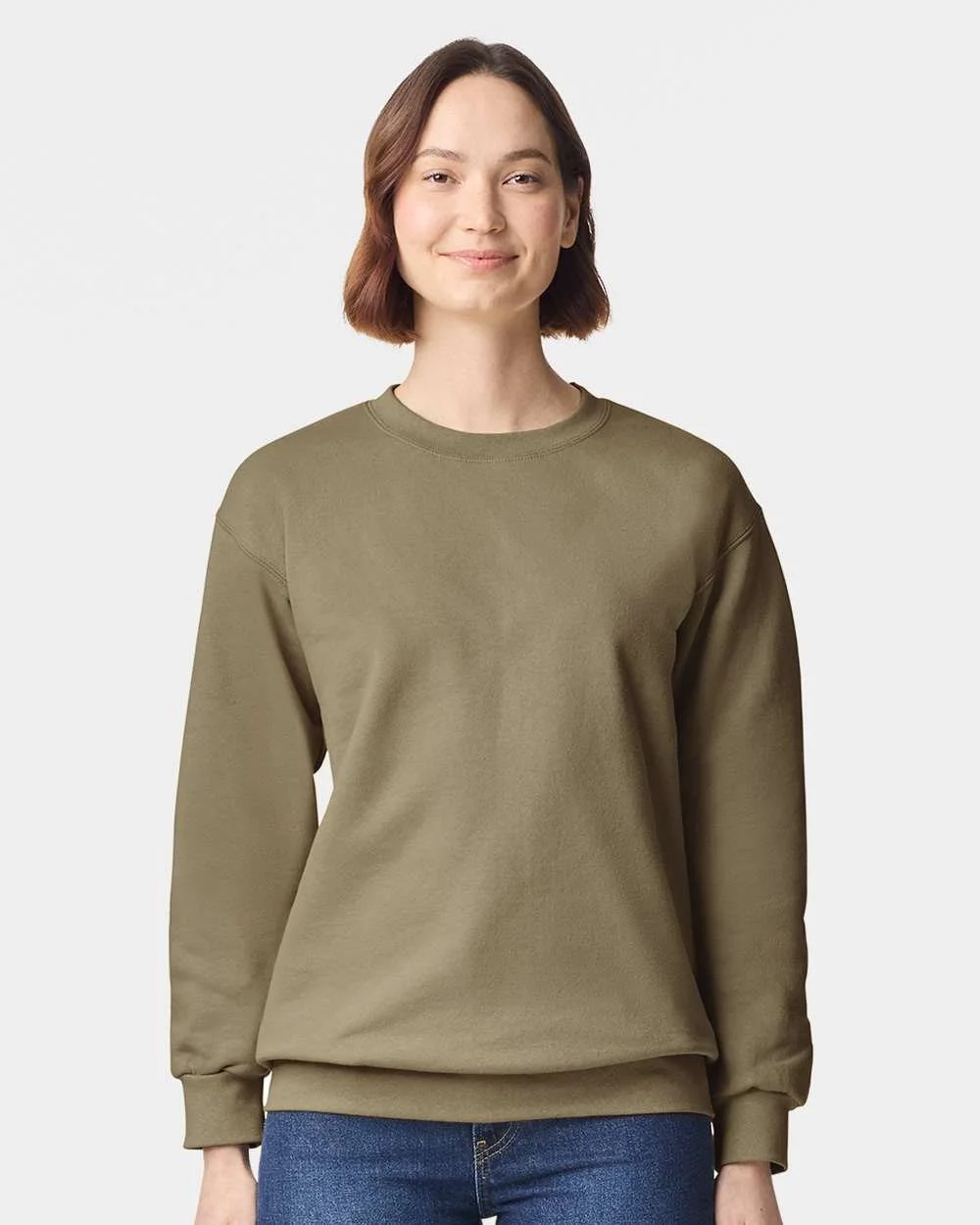 Gildan_19000_Olive_Front_High_Model.jpg