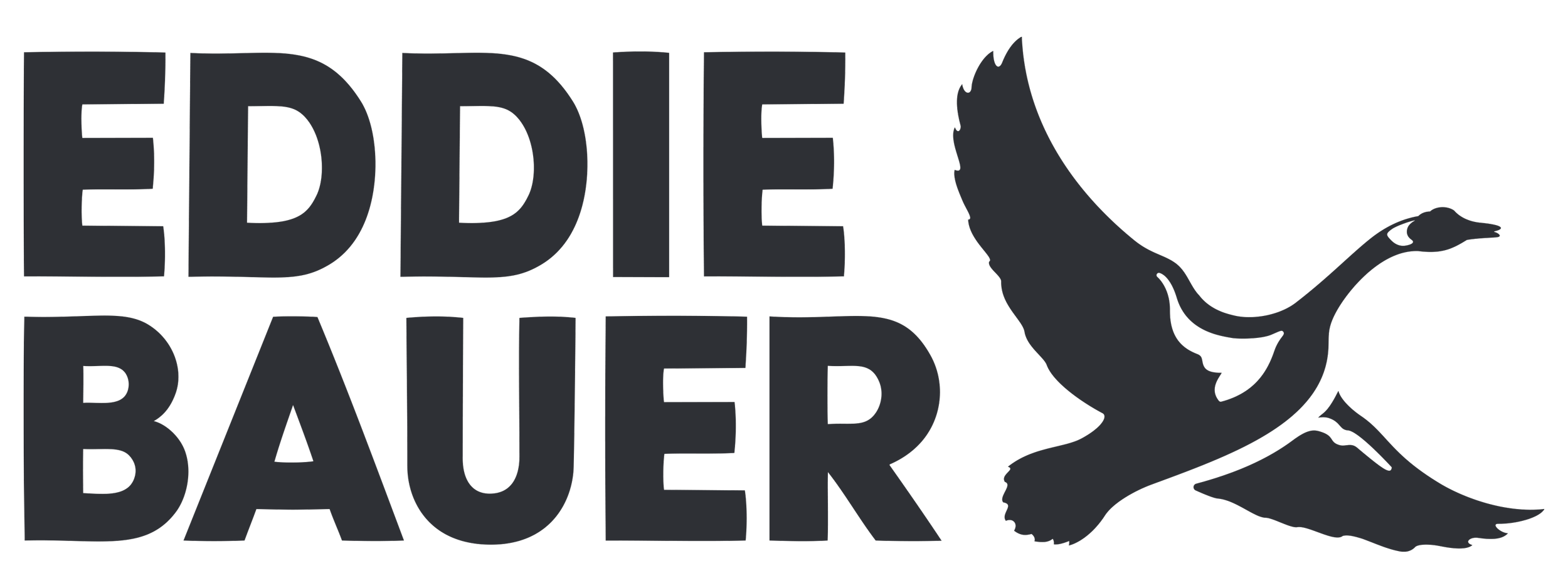 Eddie Bauer logo with flying goose graphic.