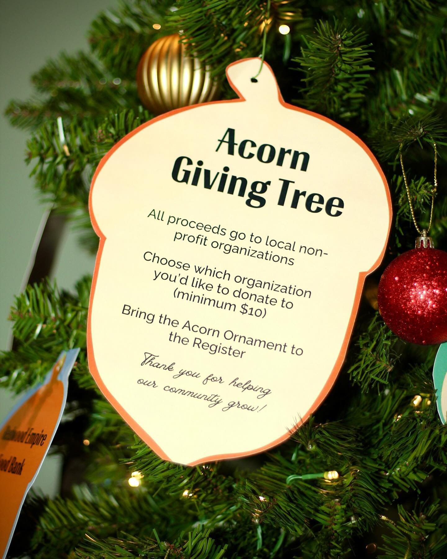 🌟 Today is Giving Tuesday, we&rsquo;re excited to kick off our very first Giving Tree project at Acorn Cafe! 🎄✨ 

If you&rsquo;re coming in today, we encourage you to stop by the Acorn Giving Tree to select which organization you would like to dona