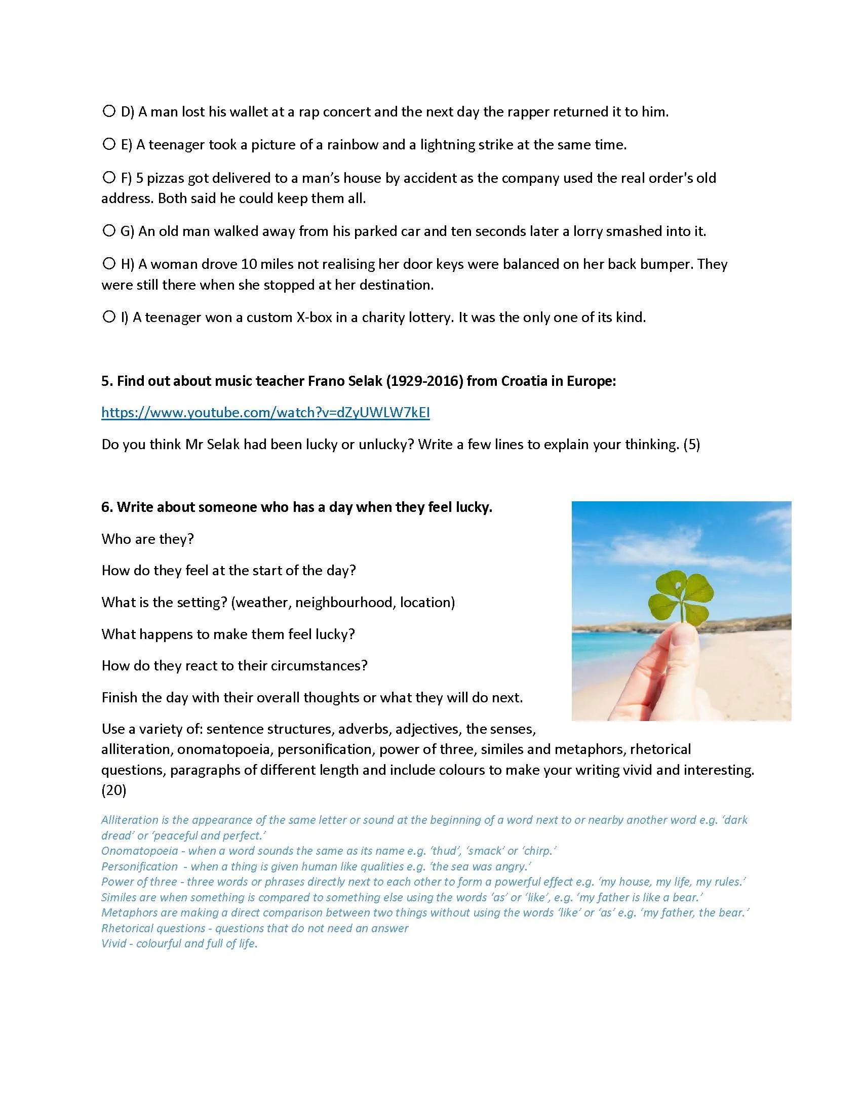 P6 creative writing