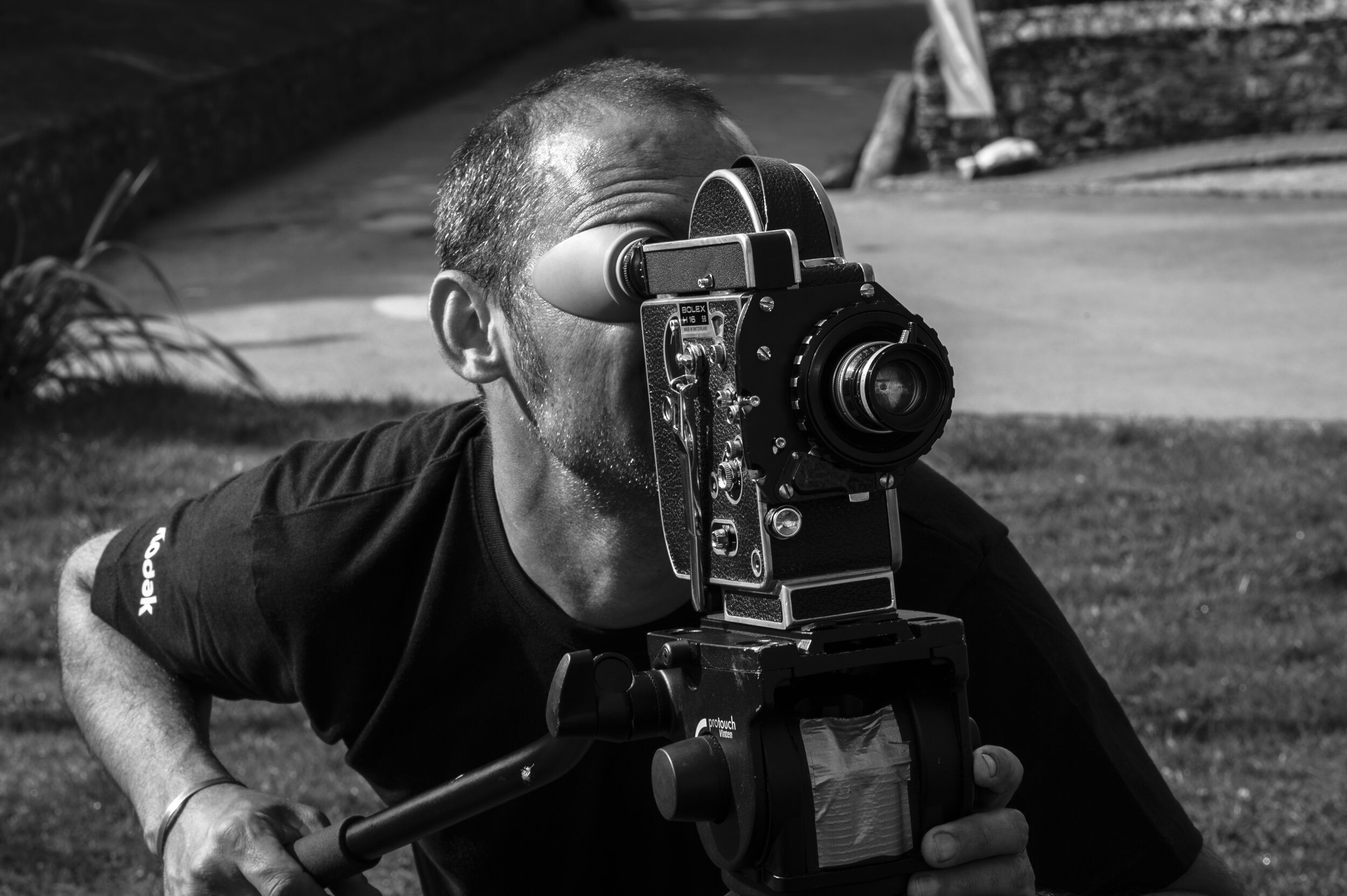 Bait BTS – Director Mark Jenkin operating the Bolex camera. Photo.Thom Axon.jpg
