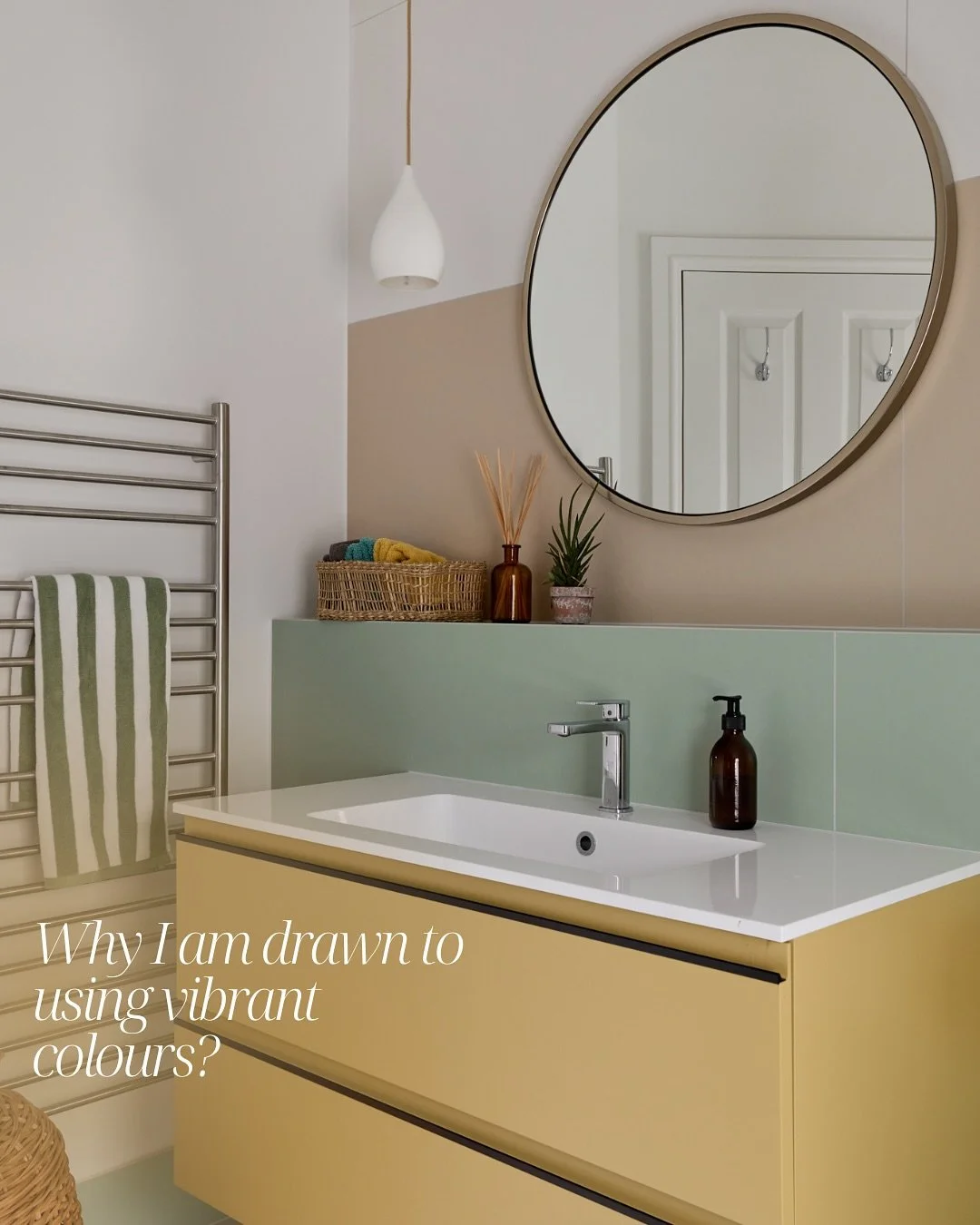 Just a little insight into why I love using colour and why you should too 🌈✨#pastel #bathroominspo #redlamp #bespokefurnituredesign #pinkkitchen #colourfulhomevibe