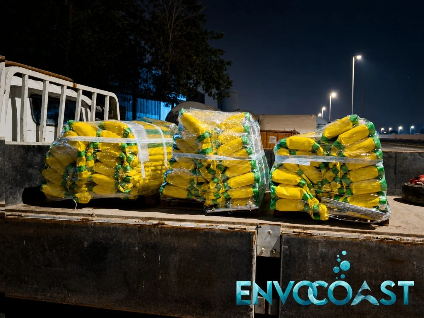 Silt curtain loaded on truck