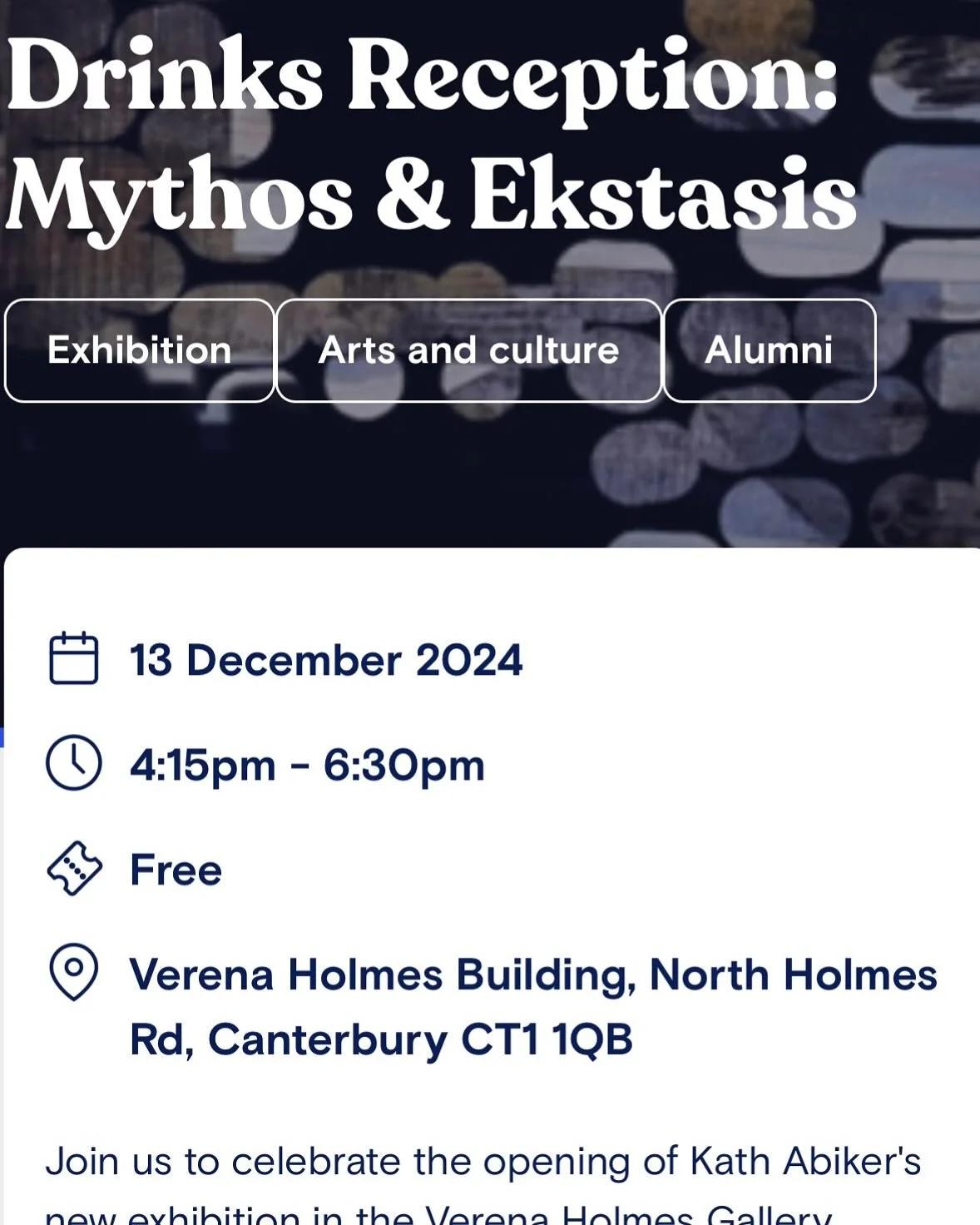 Hoping you can all come along just after I get back from China x 
I am doing a talk about my Fine Art practice at CCCU, Canterbury on 13th Dec, 4.15pm-5pm followed by a drinks reception until 6.30pm in the ground floor of the Verena Holmes Building. 