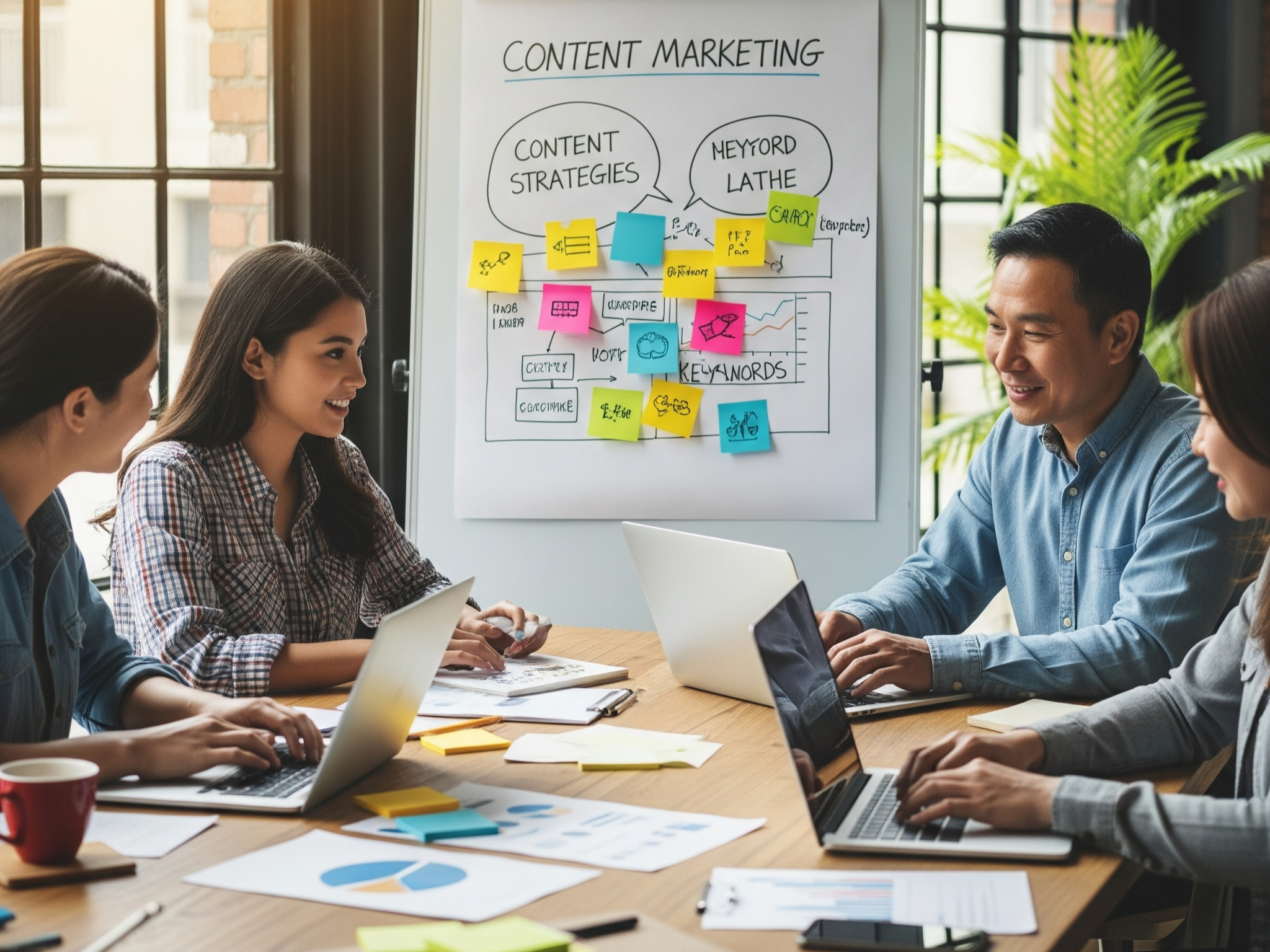 Moderne Büroräume einer Content-Marketing Agentur in Hamburg, in denen kreative Köpfe an SEO-Texten und digitalen Strategien für Marken arbeiten.