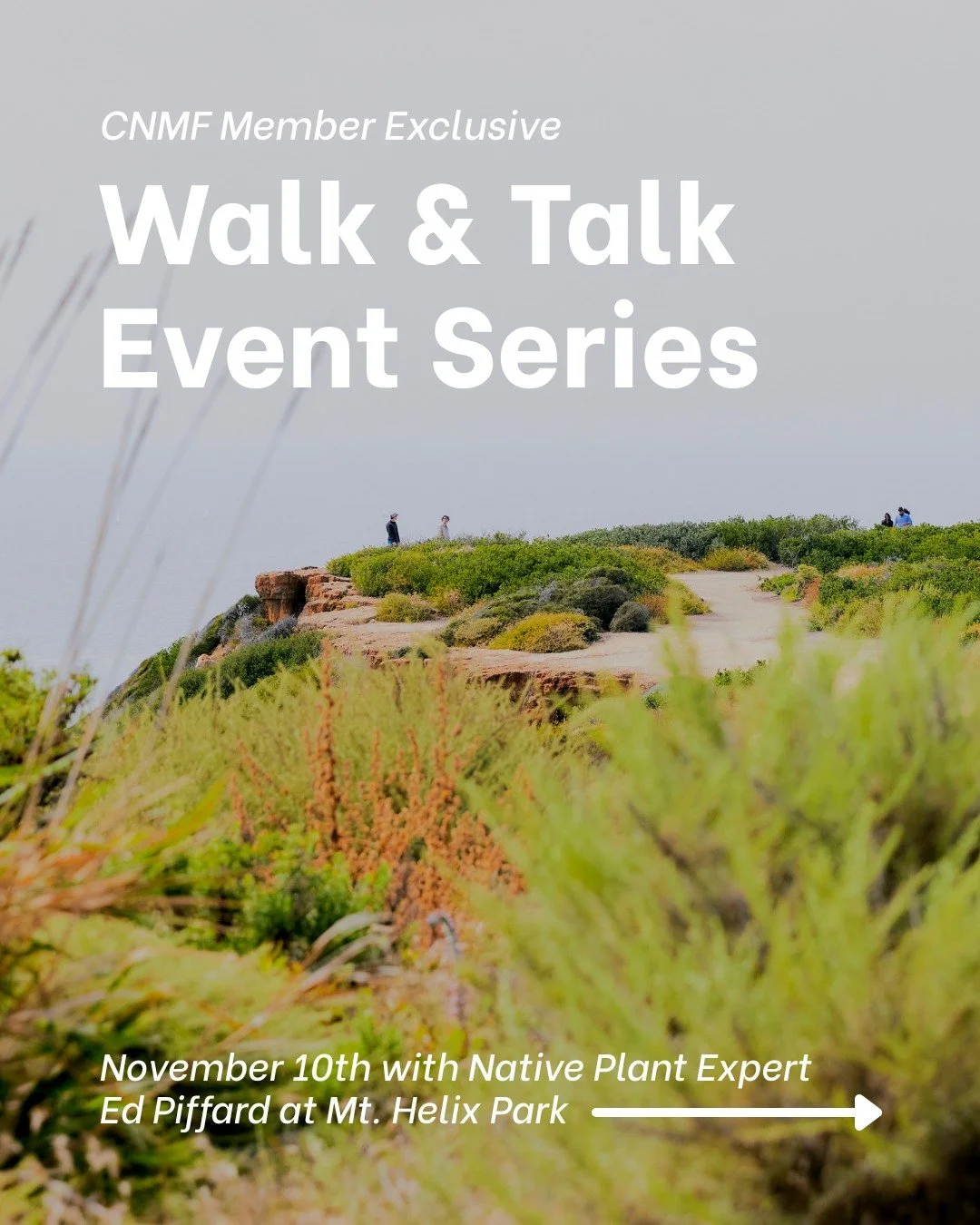 While Cabrillo remains closed, CNMF is introducing new ways to connect with San Diego's park-loving community.🌿

Join us for our first Member Exclusive Walk &amp; Talk featuring native plant expert Ed Piffard at Mt. Helix Park.

Explore the historic