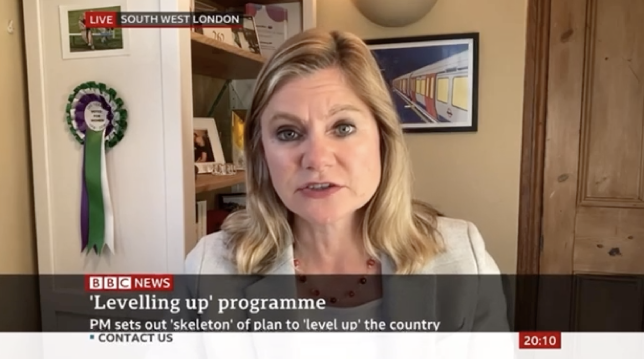 Justine discusses Levelling Up Goals on BBC News