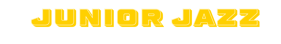 The image displays the text 'JUNIOR JAZZ' in bold yellow capital letters on a black background.
