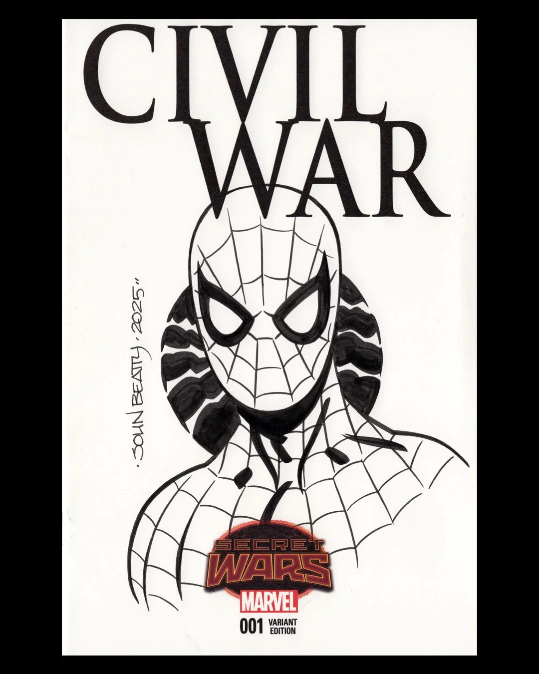 CIVIL WAR #001 Inked Spider-Man Sketch Cover by: John Beatty