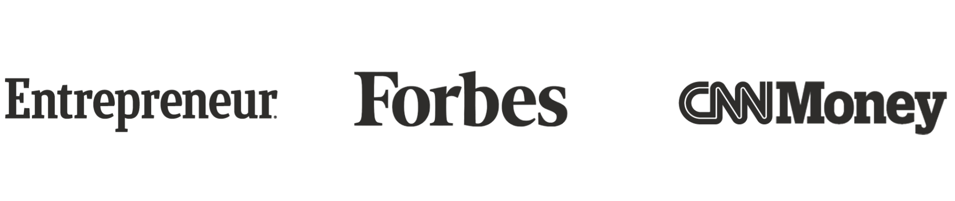Logos of Entrepreneur, Forbes, and CNN Money.