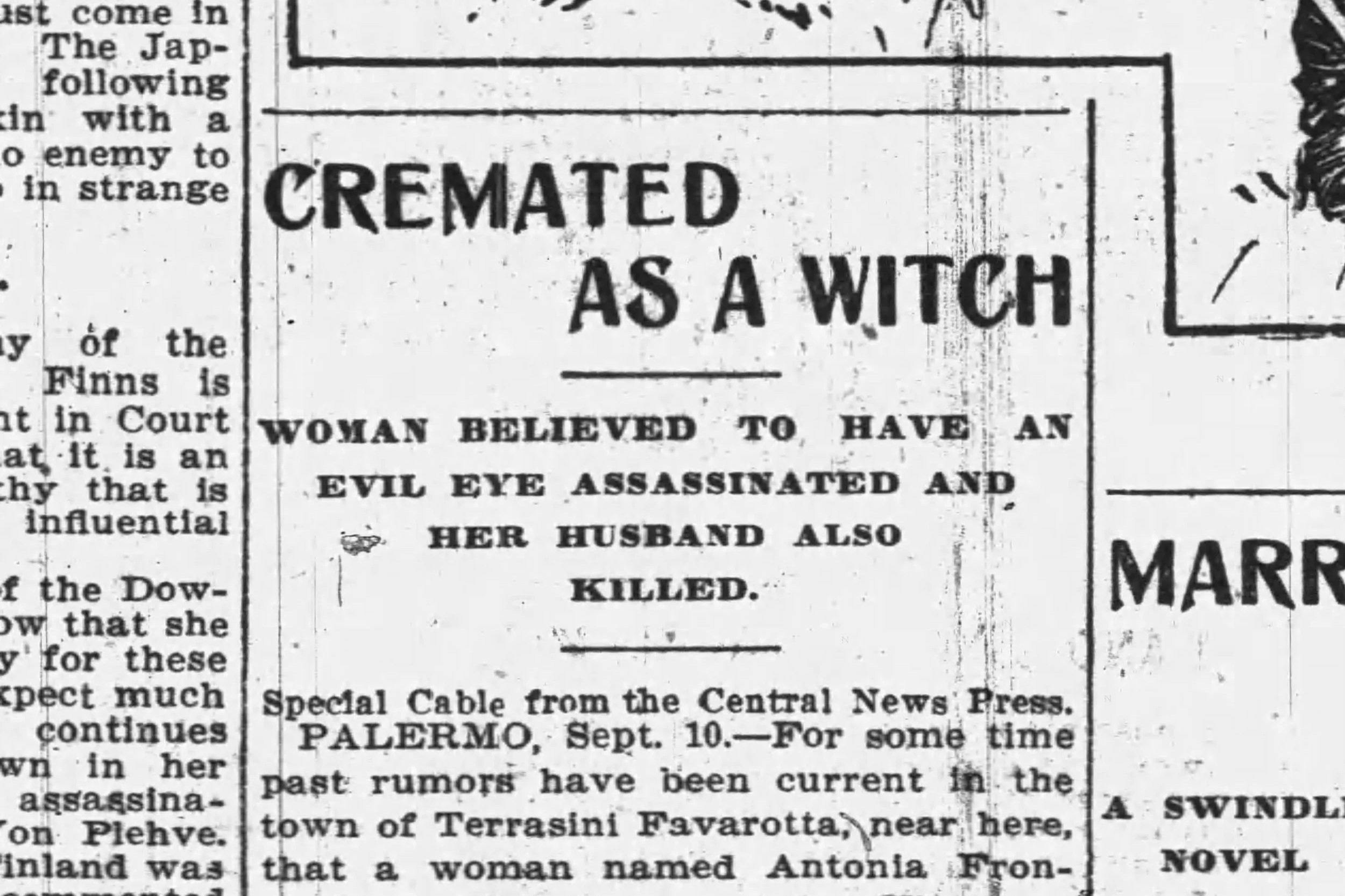 Terrasini, 1904: accusata di essere una strega, il fratello le dà fuoco