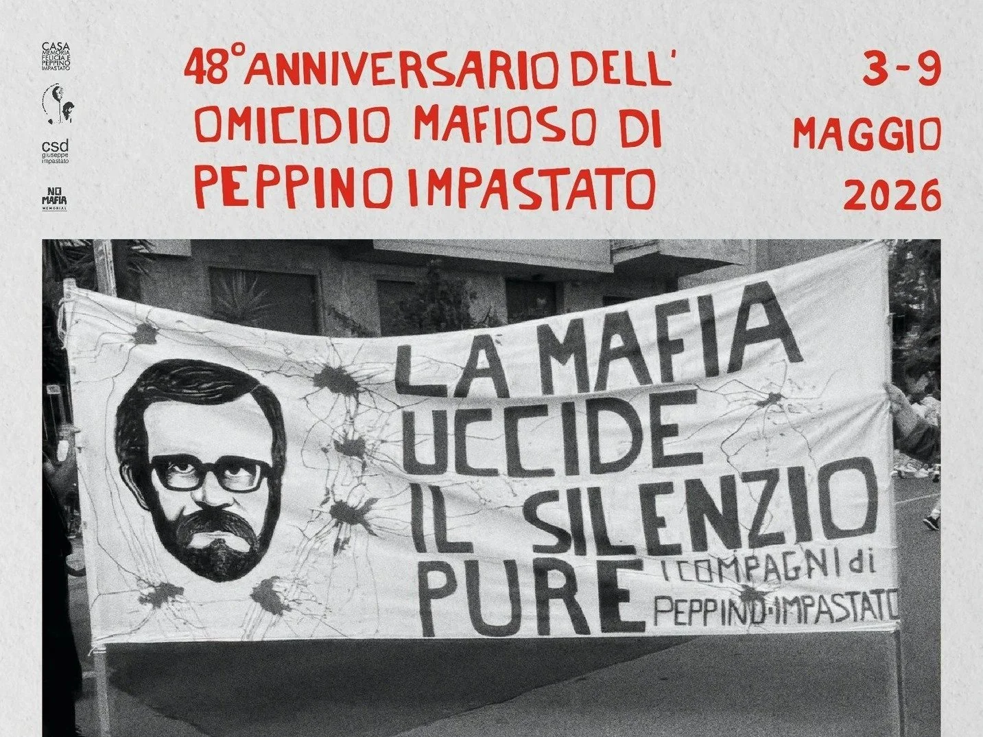 48esimo anniversario dell’omicidio di Peppino Impastato: il programma